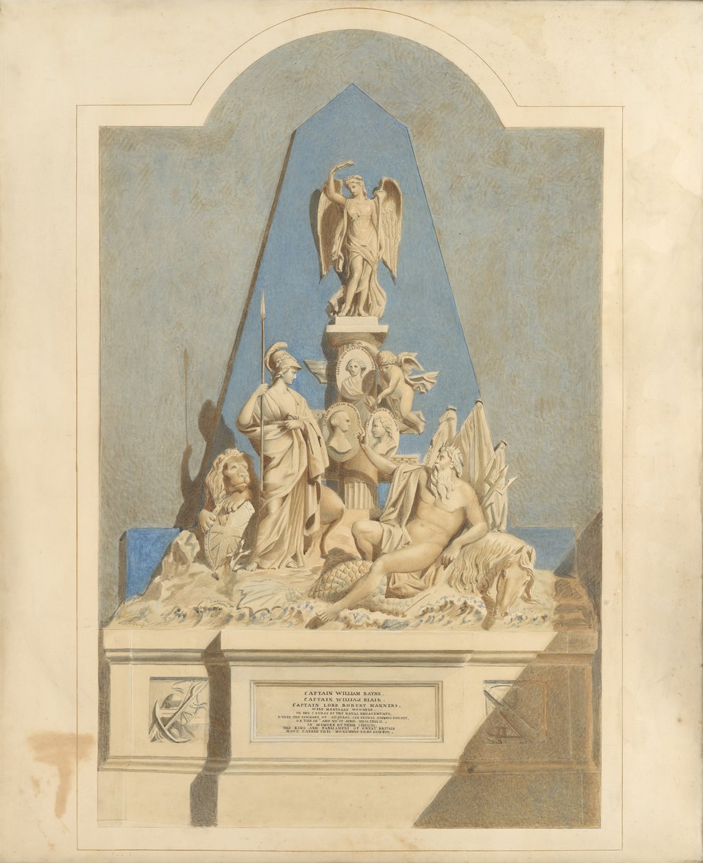 Üç Kaptan Anıtı için Tasarım, yaklaşık. 1784. by Joseph Nollekens
