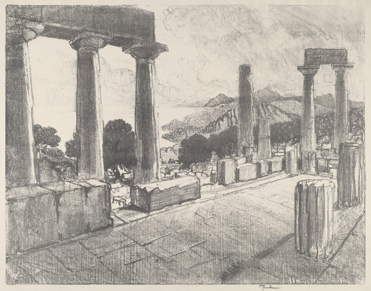 Aegina, Kara Orman by Joseph Pennell