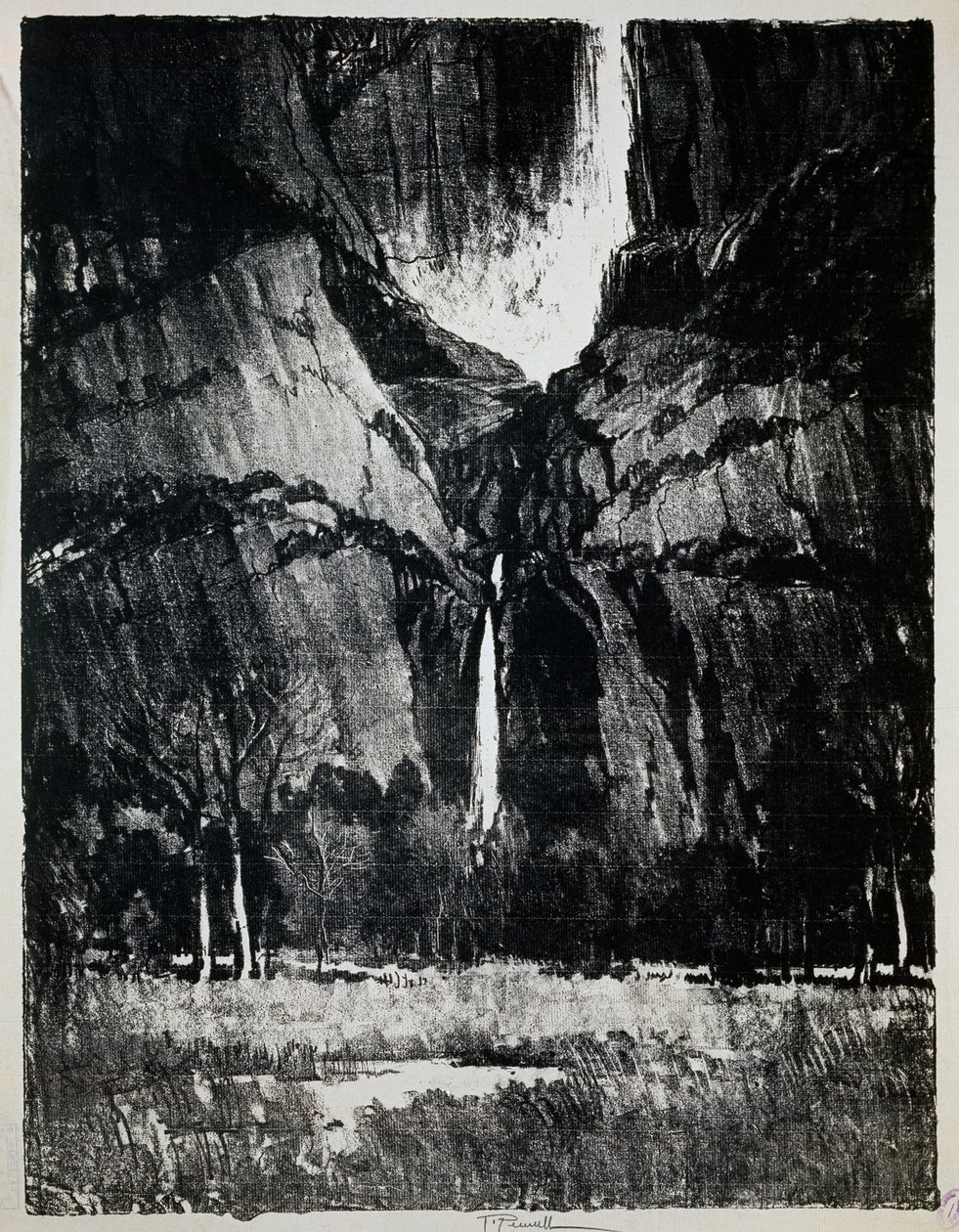 Şelalenin dibinde, Joseph Pennell (1857-1926), gravür by Joseph Pennell
