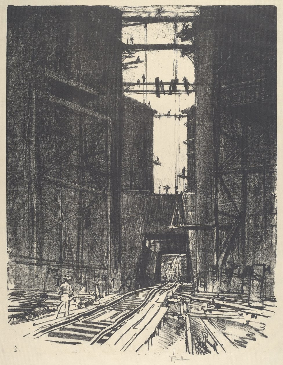 Gatun Kilidinin Altında, 1912. by Joseph Pennell