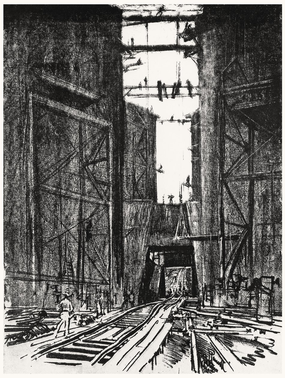 Gatun Kilidinin Alt kısmında, Joseph Pennell
