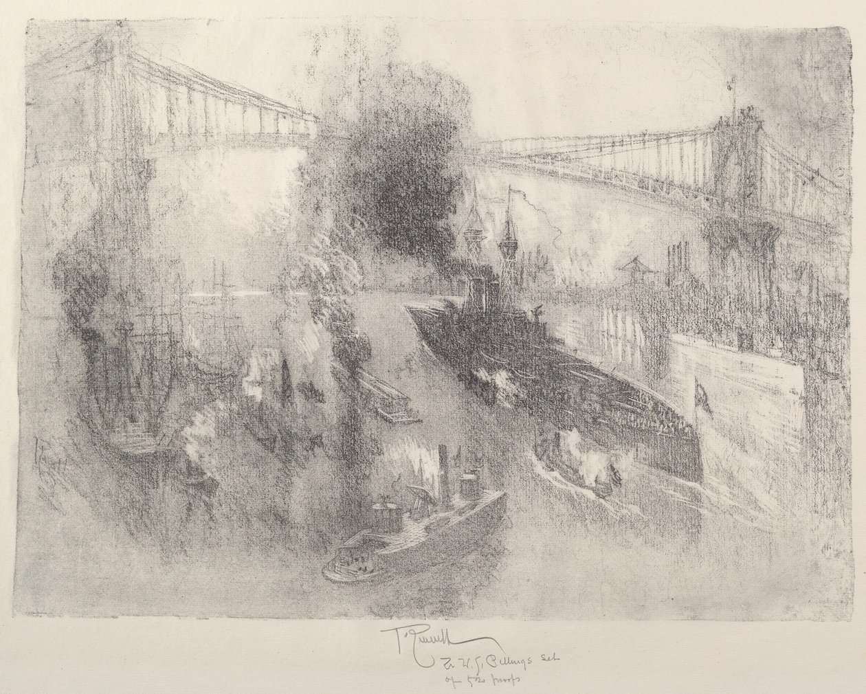 Savaş Gemisi Eve Dönüş, 1917. by Joseph Pennell