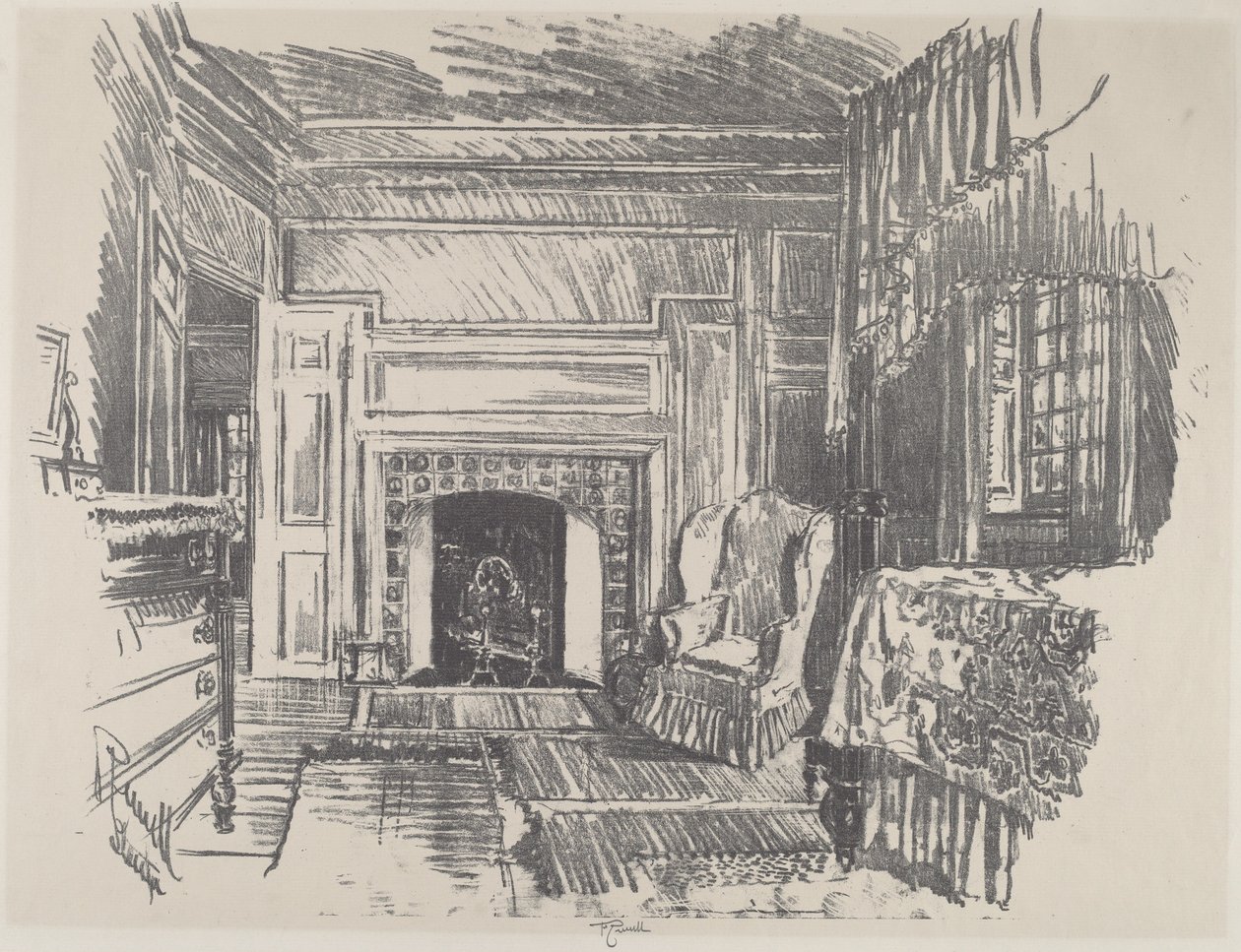 Yatak Odası, Stenton, 1912. by Joseph Pennell