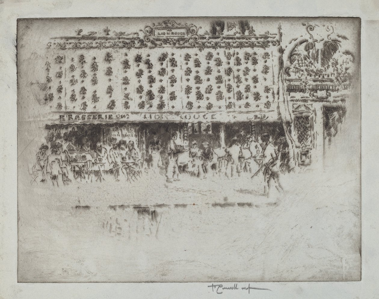 Brasserie, Au Lion Rouge by Joseph Pennell