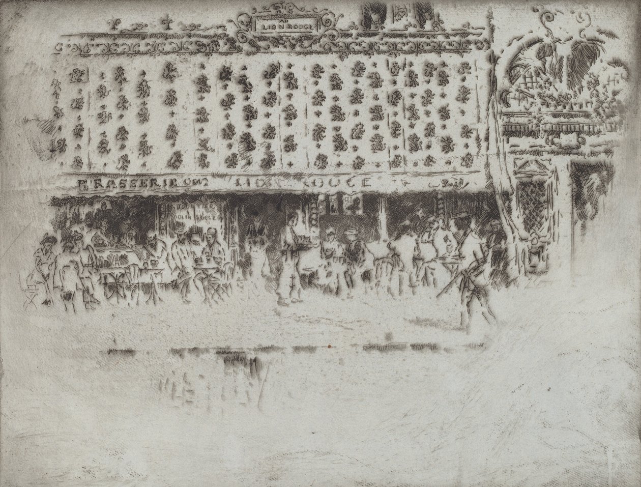 Brasserie, Au Lion Rouge, 1893. by Joseph Pennell