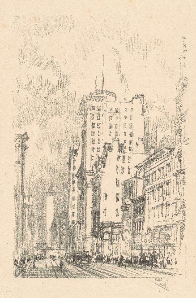 Broadway, Yirmi Üçüncü Caddenin Üstünde, 1904. by Joseph Pennell