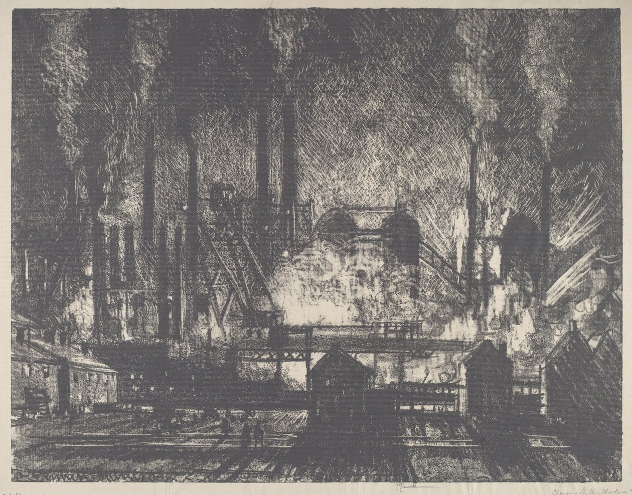 Değişen Vardiyalar, Charleroi, 1911. by Joseph Pennell