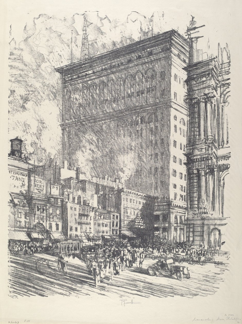 Belediye Meydanı ve Wanamaker Binası, 1912. by Joseph Pennell