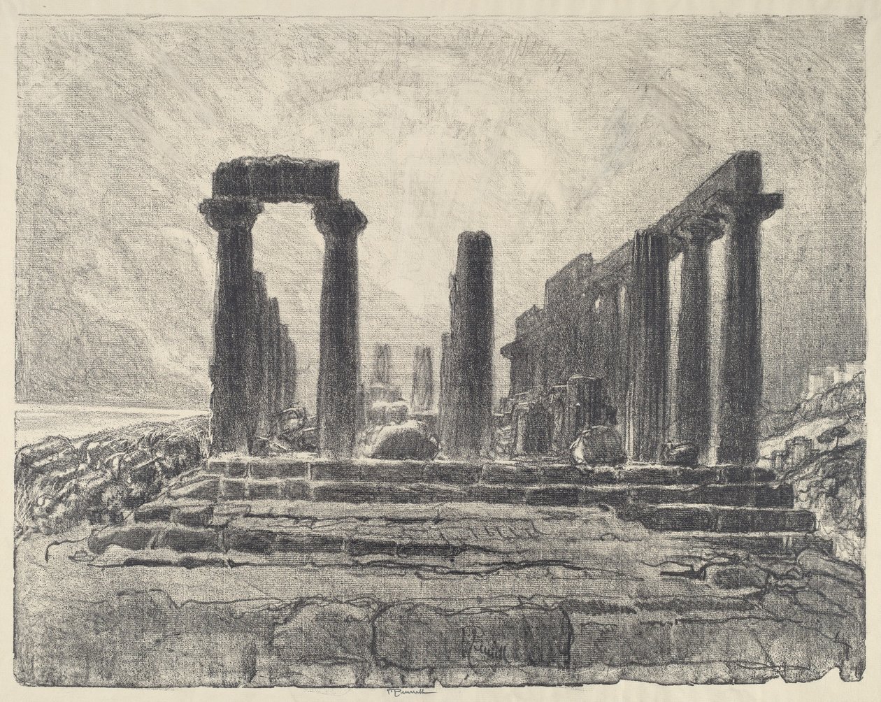 Girgenti Juno Tapınağı Sütunları by Joseph Pennell
