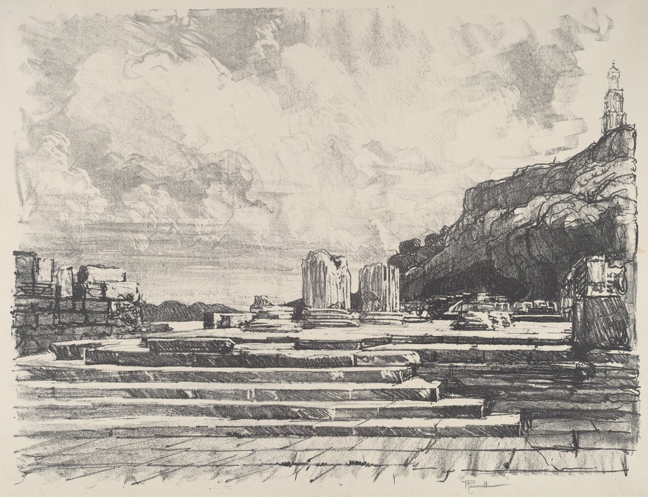 Eleusis, Tapınağın Kaldırımı by Joseph Pennell