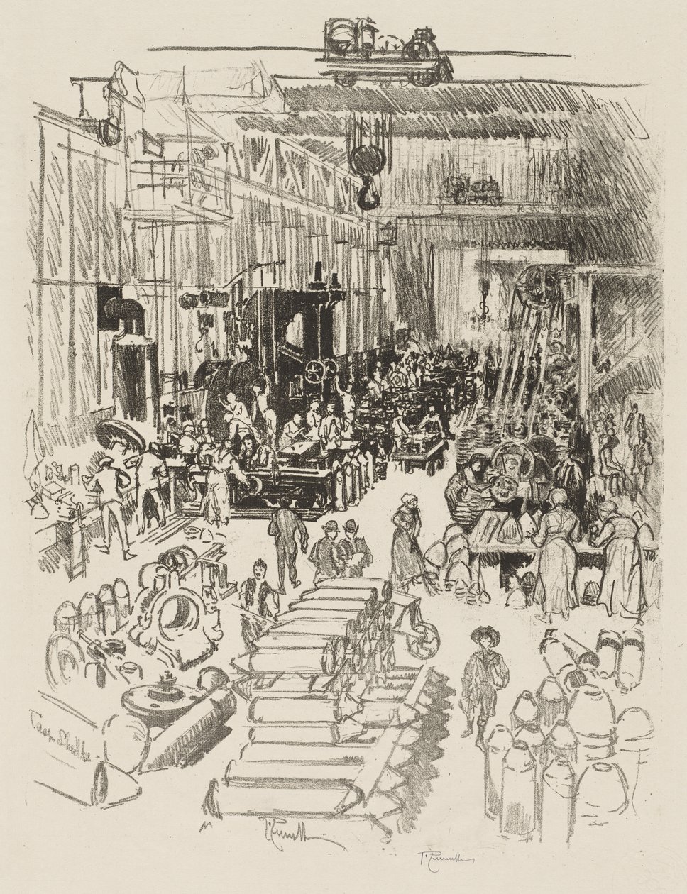 İngiliz Savaş Çalışması: Mermileri Bitirmek by Joseph Pennell