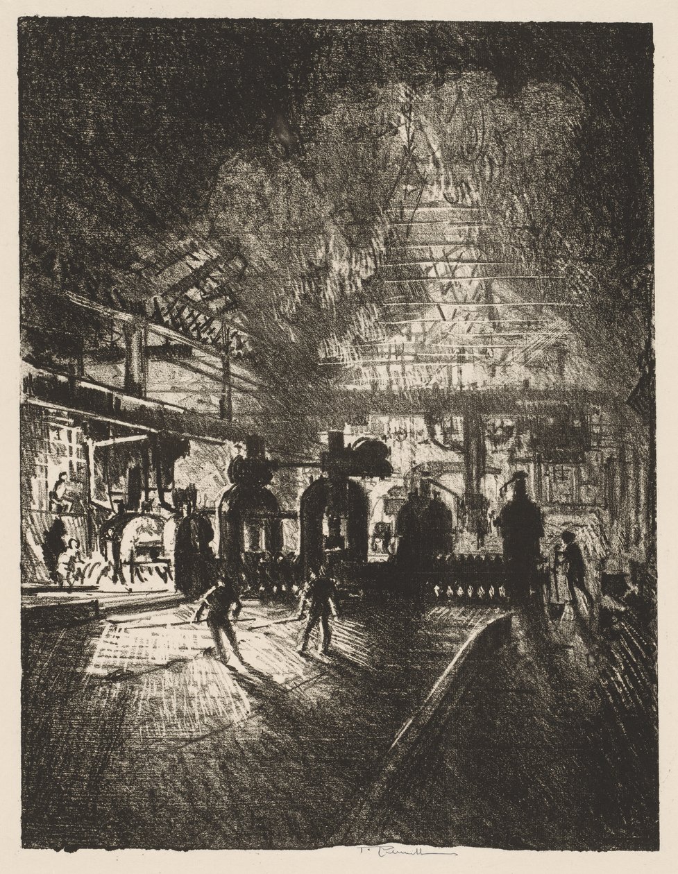 İngiliz Savaş Çalışması: Ölümün Çenesinde, Mermiler için Rolling Bars by Joseph Pennell