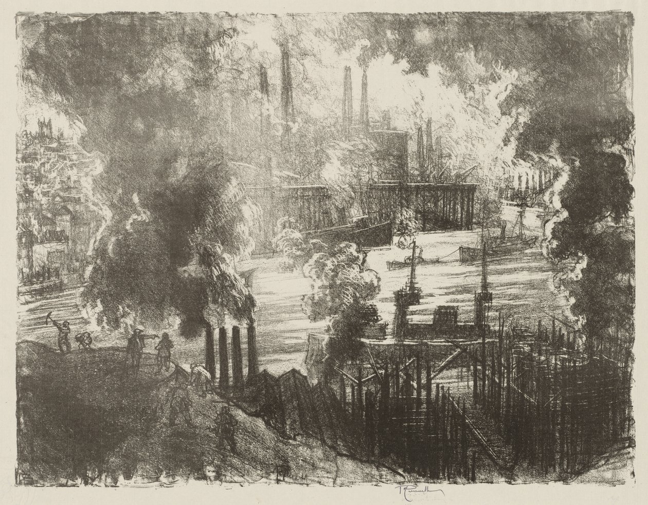 İngiliz Savaş Çalışması: Mühimmat Nehri by Joseph Pennell