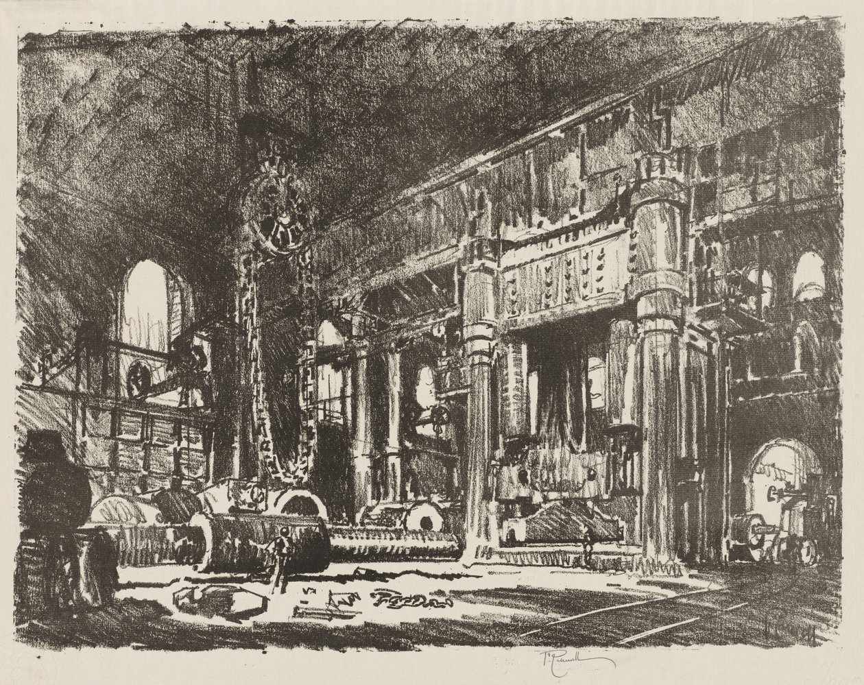 İngiliz Savaş Çalışması: Gun Forge by Joseph Pennell