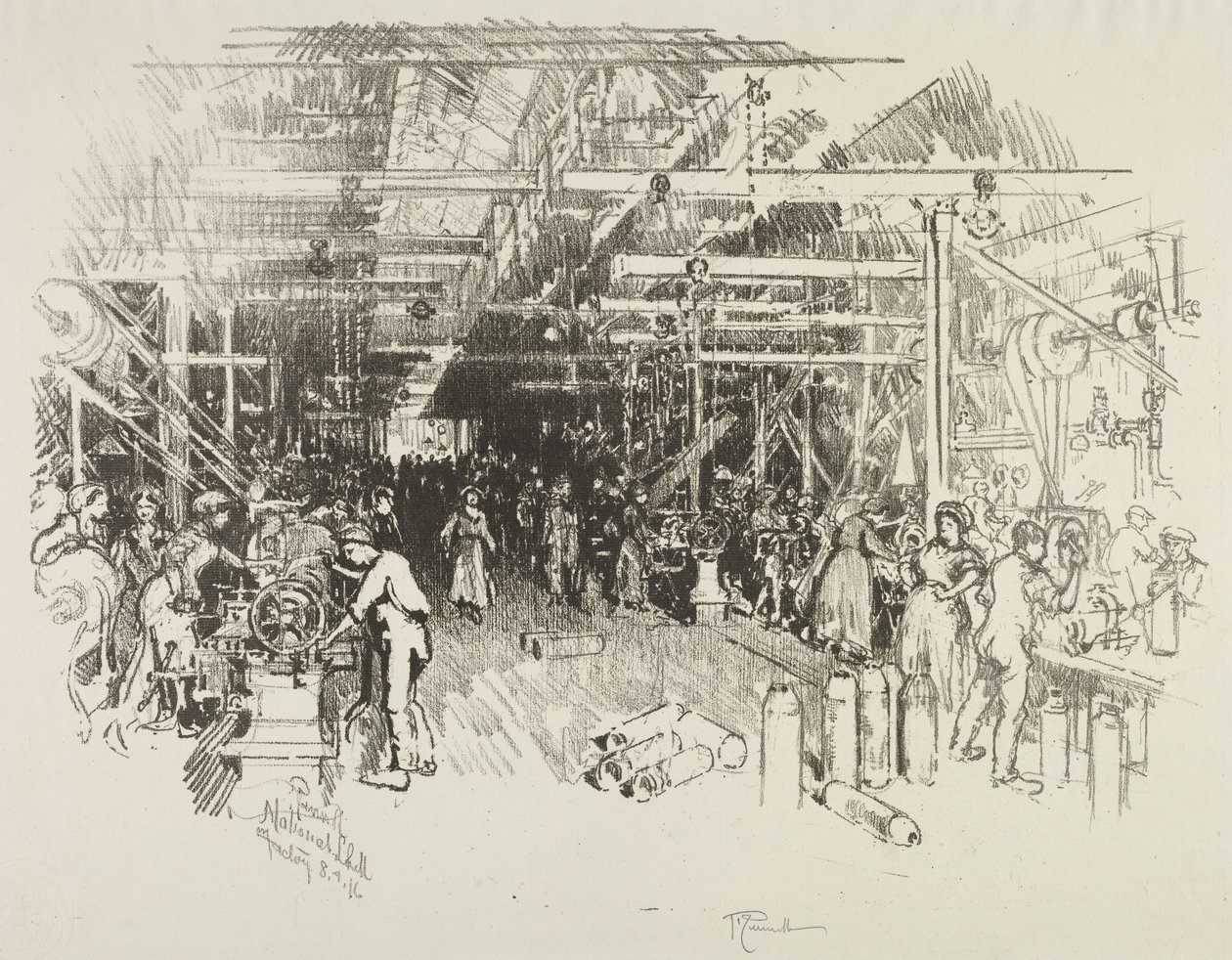 İngiliz Savaş Çalışması: Kabuk Fabrikası by Joseph Pennell