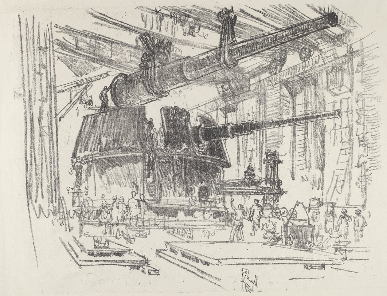 Taretlere Silah Takma, 1916. by Joseph Pennell