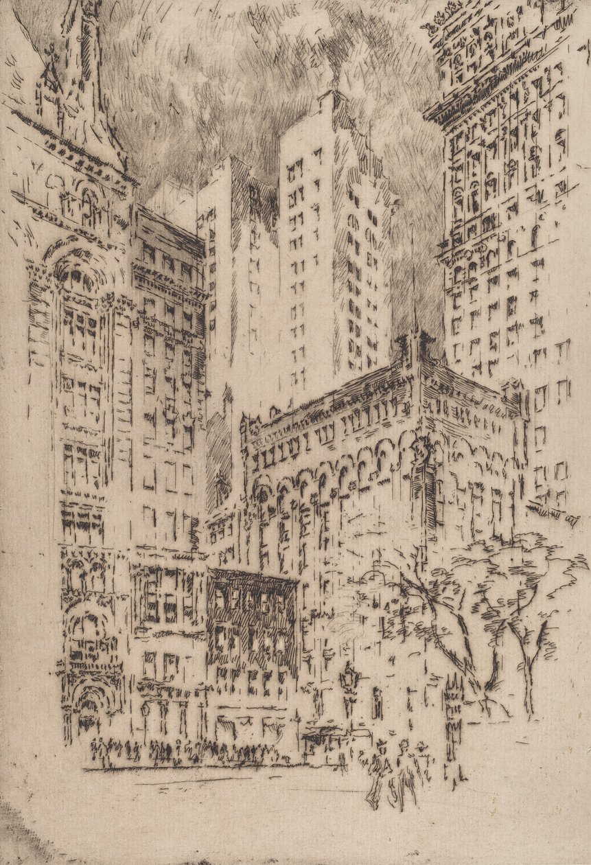 Dört Katlı Ev, 1904. by Joseph Pennell