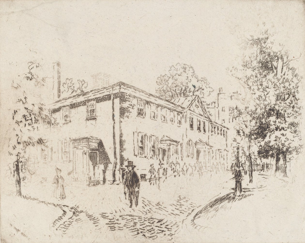 Dördüncü Cadde, Toplantı Evi, Philadelphia, 1920. by Joseph Pennell