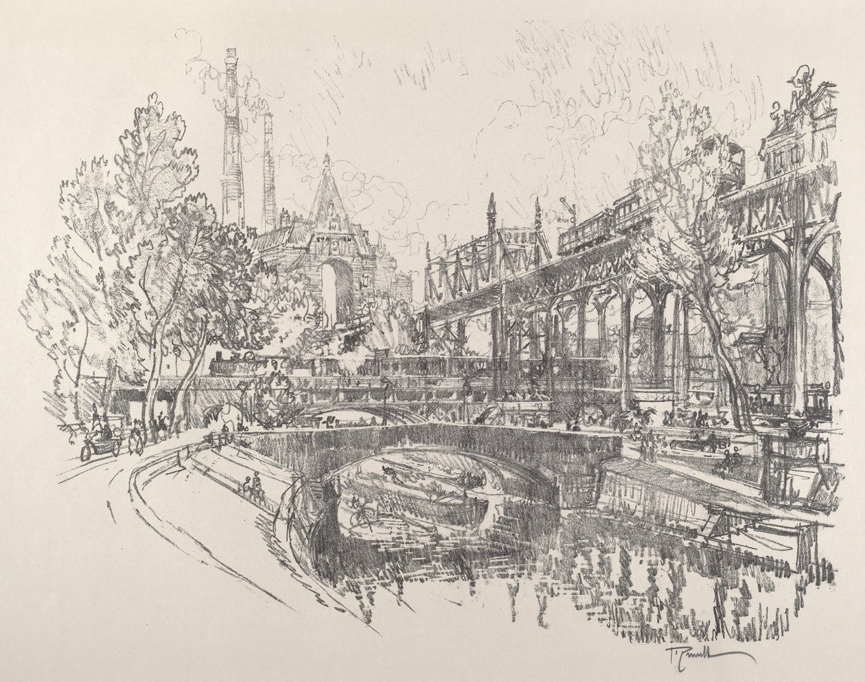 Landwehr Kanalı, Berlin, 1921. by Joseph Pennell