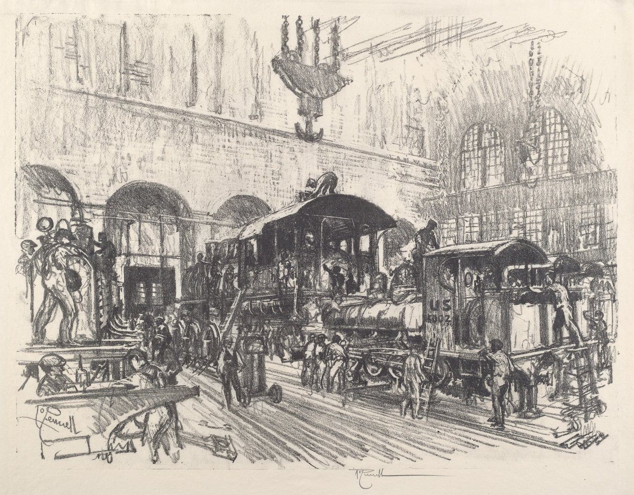 Savaş Lokomotifleri Yapımı, 1917. by Joseph Pennell