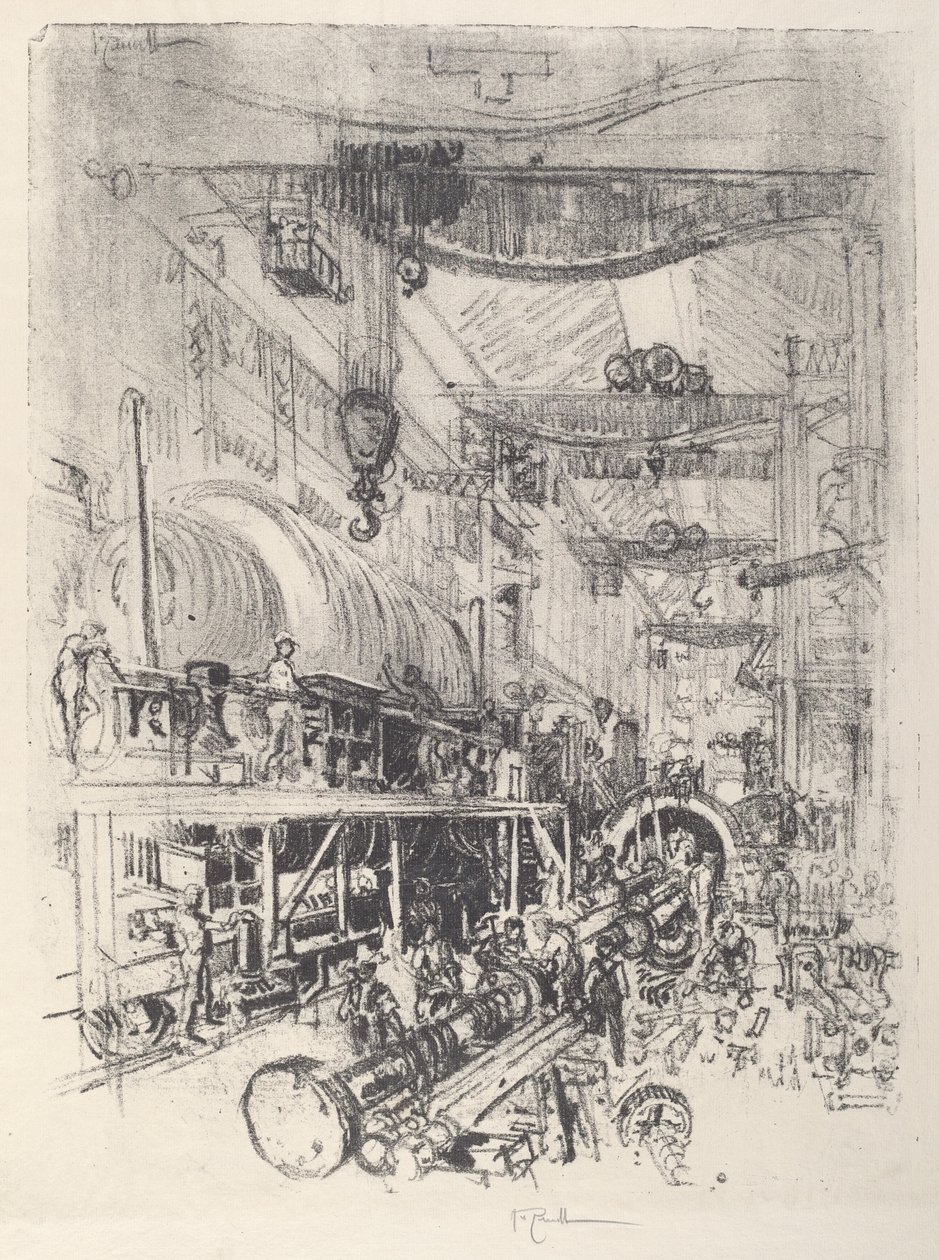 Türbin Motoru Yapmak, 1917. by Joseph Pennell