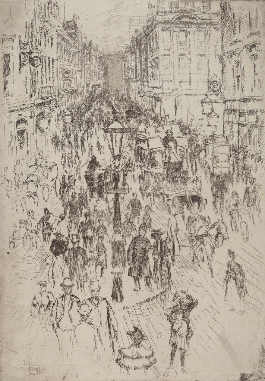 Yeni Oxford Caddesi, Londra, 1893. by Joseph Pennell