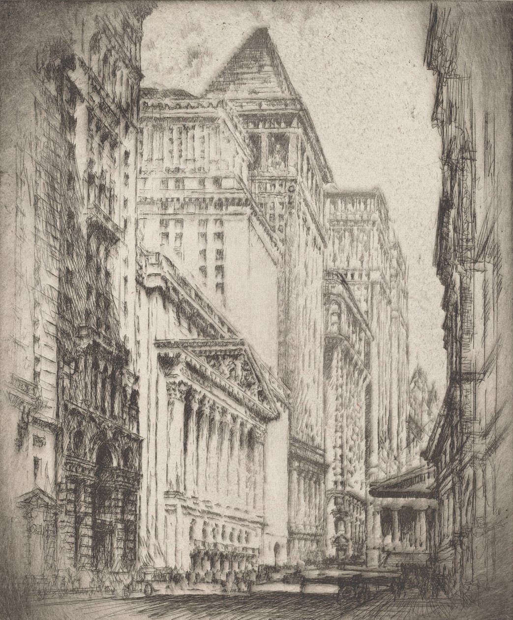 New York Borsası, 1923. by Joseph Pennell