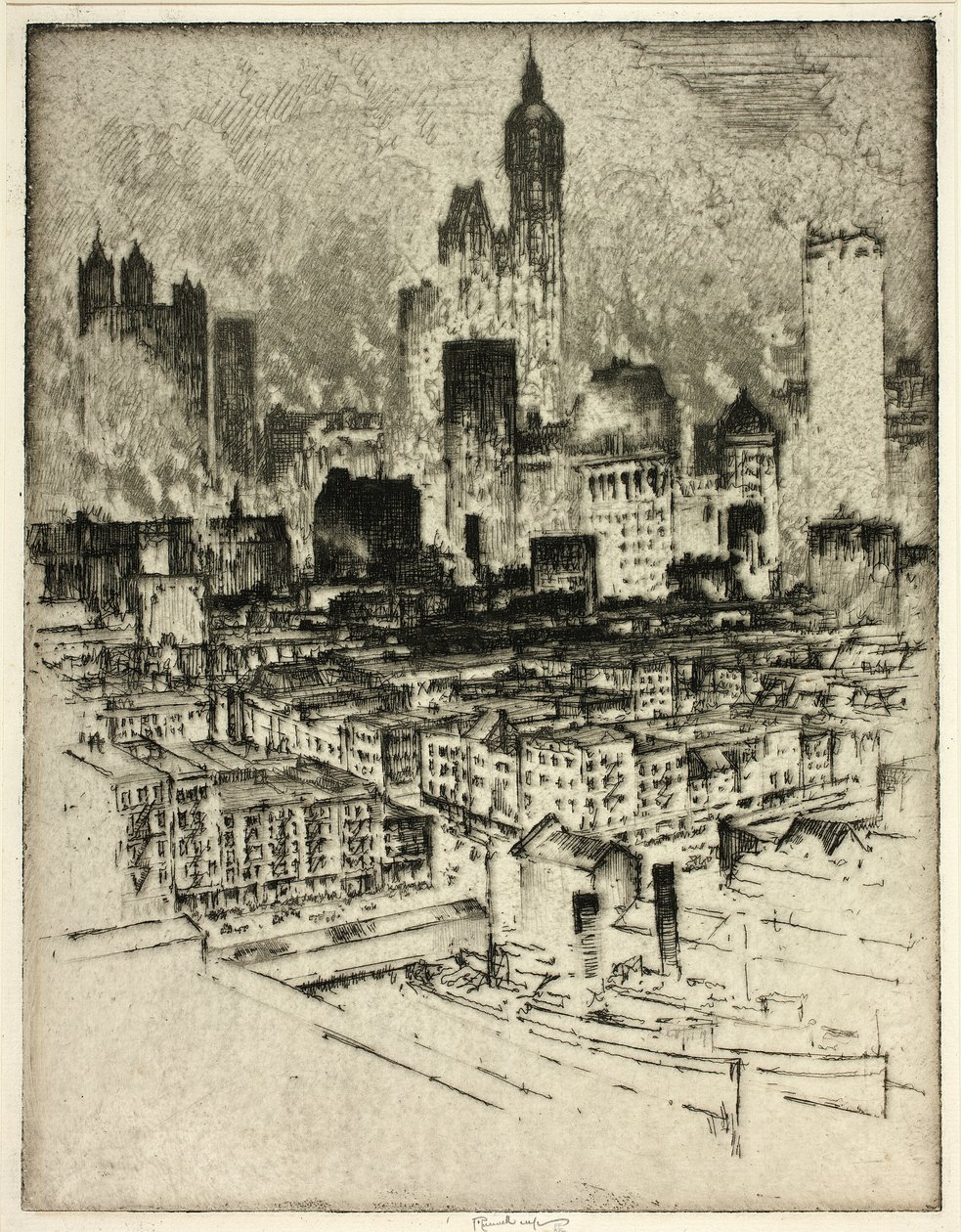 Brooklyn Köprüsü'nden New York by Joseph Pennell