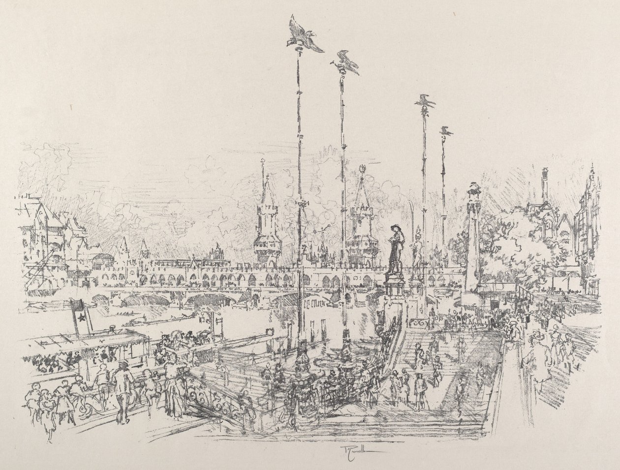 Oberbaum Köprüsü, Berlin, 1921. by Joseph Pennell