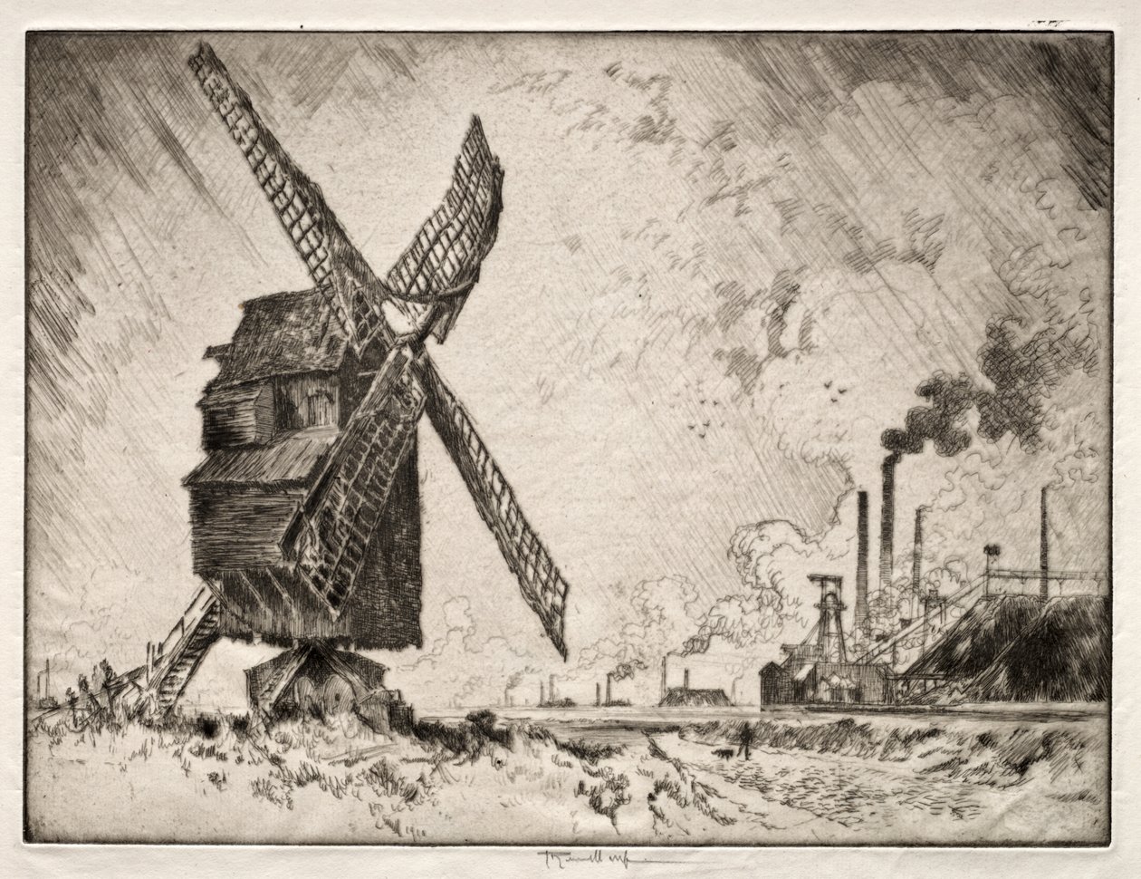 Eski ve Yeni Değirmenler, Valenciennes, Fransa by Joseph Pennell