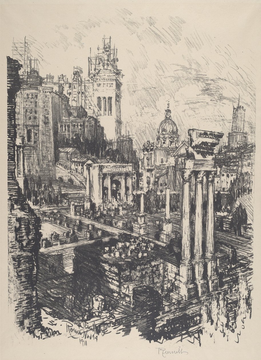 Eski ve Yeni Roma, Victor Emanuel Anıtı by Joseph Pennell