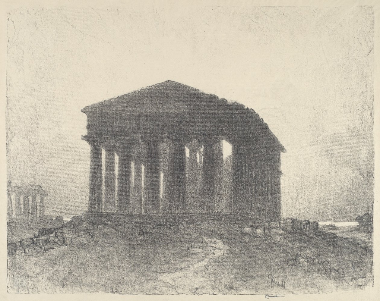 Paestum, Akşam, 1913. by Joseph Pennell