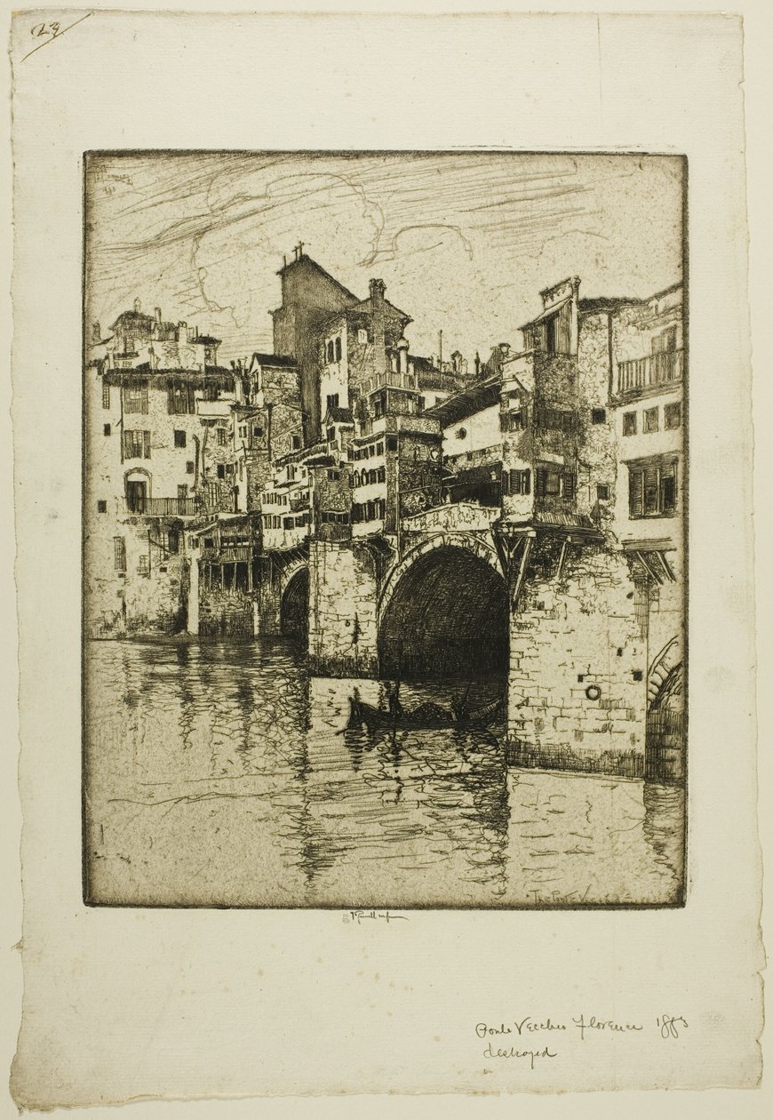 Ponte Vecchio, Floransa by Joseph Pennell