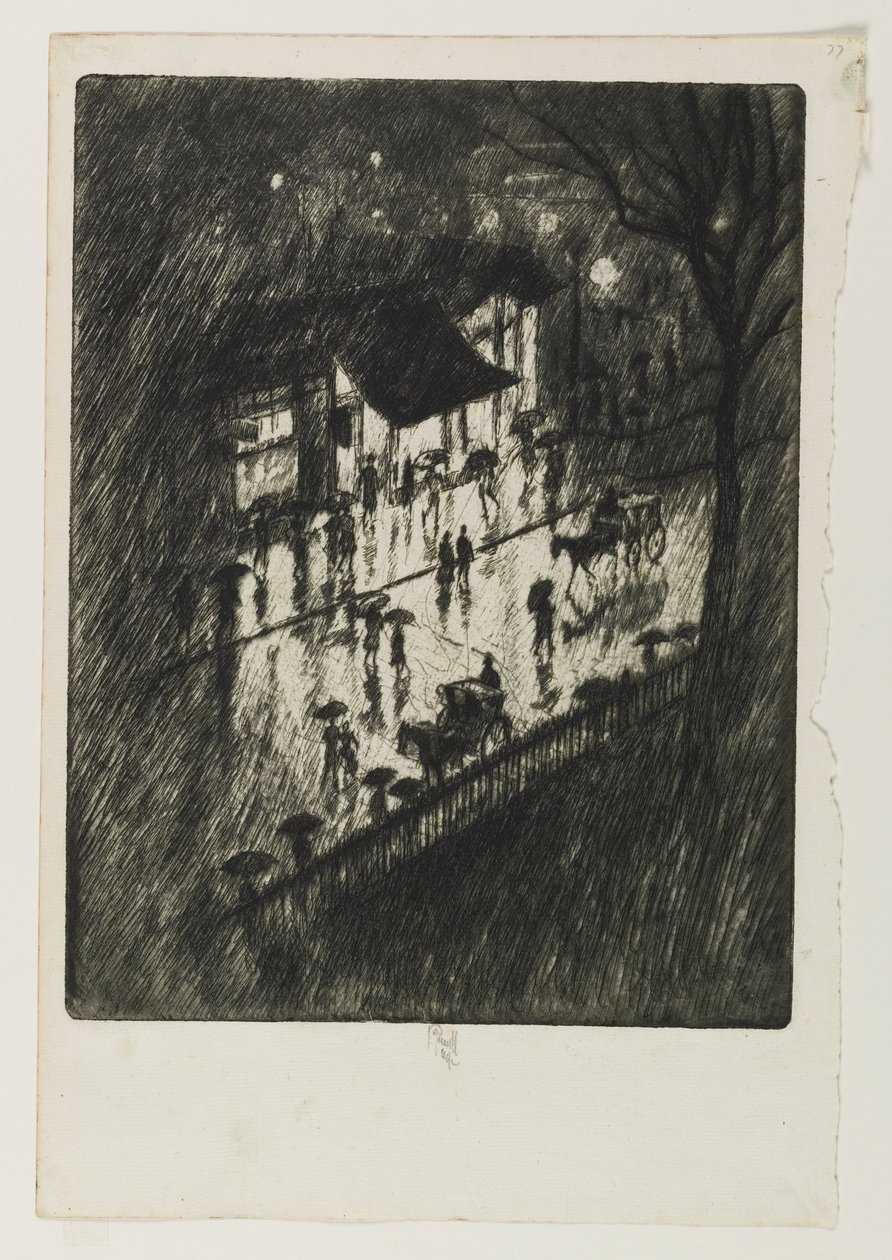Yağmurlu Gece, Charing Cross Mağazaları, 1903 by Joseph Pennell