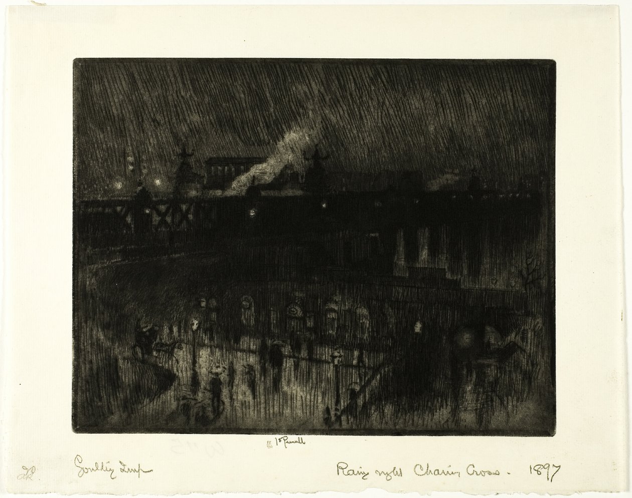 Yağmurlu Gece, Charing Cross İstasyonu by Joseph Pennell