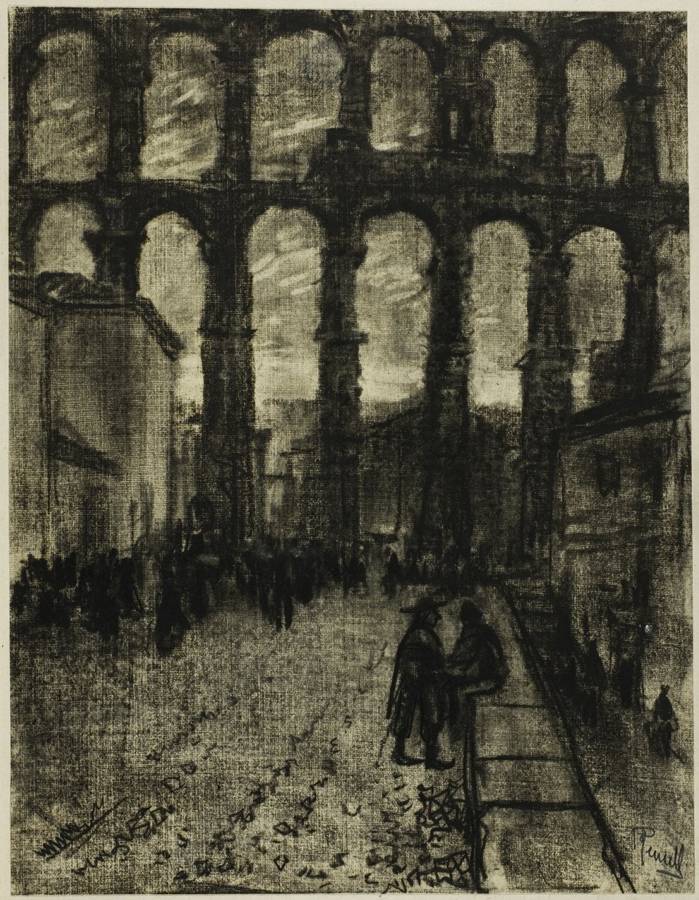 Segovia, Pazardan Gelen Su Kemeri by Joseph Pennell