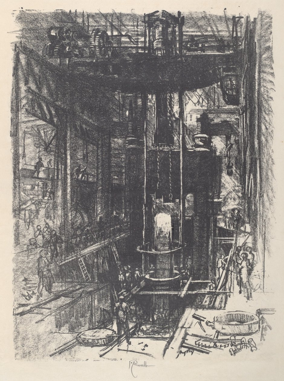 Külçeden Silah Şekillendirme, 1917. by Joseph Pennell