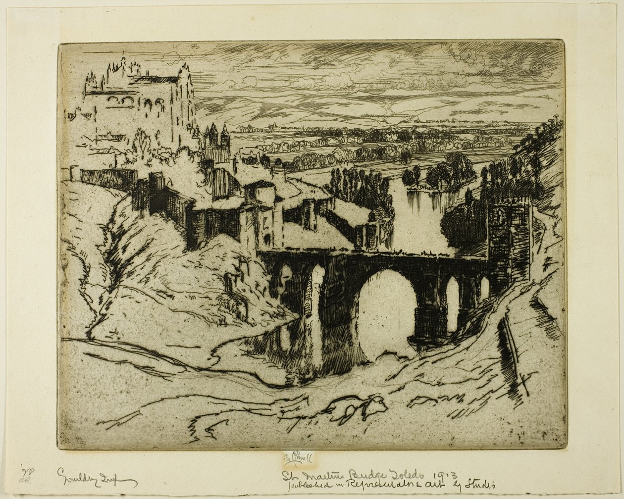 St Martins Köprüsü, Toledo by Joseph Pennell