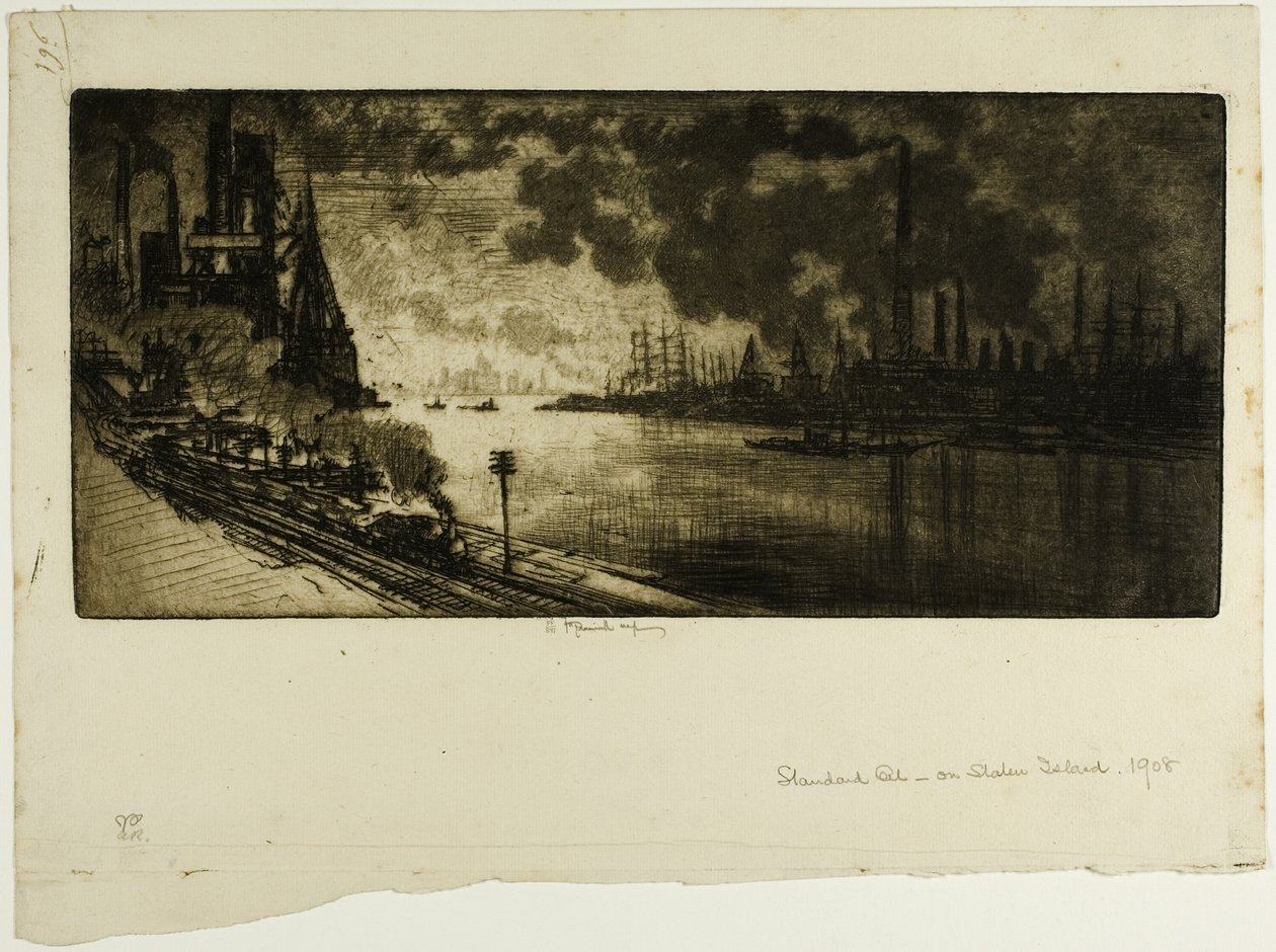 Standart Petrol, Staten Adası by Joseph Pennell