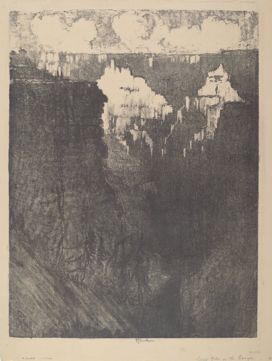 Kanyonda Gün Batımı Şehirleri, 1912. by Joseph Pennell