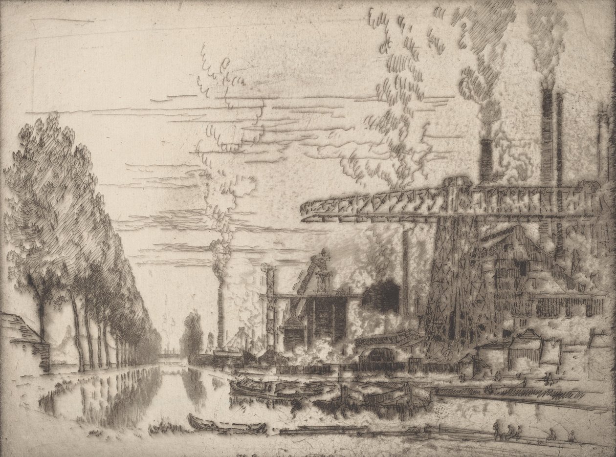 Brüksel Kanalı, Modern Bir Hobbema, 1910. by Joseph Pennell