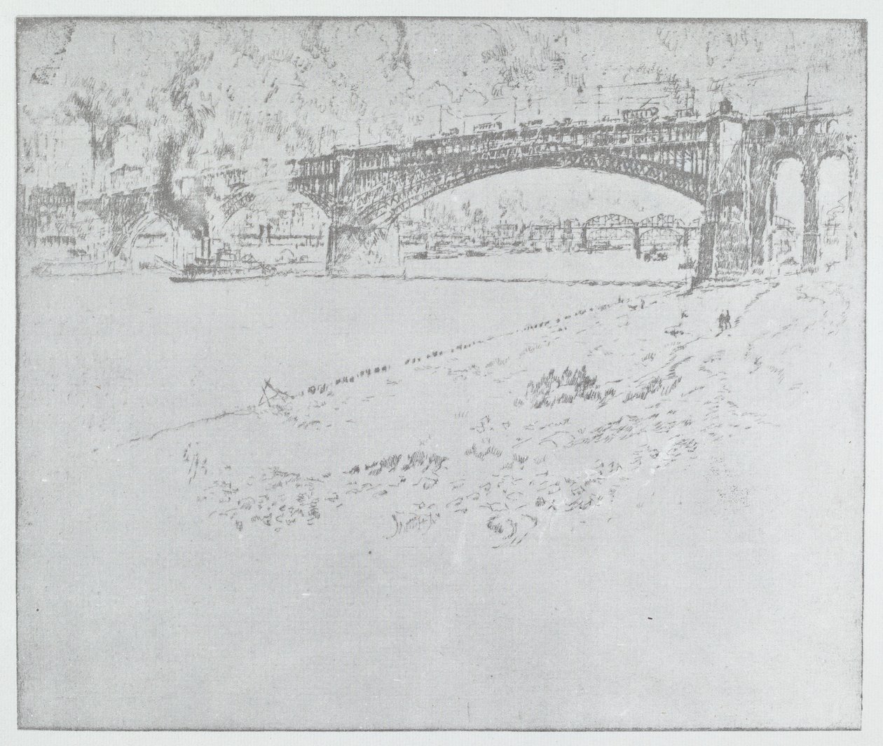 Eads Köprüsü, St. Louis [üstte], 1919 veya sonrası. by Joseph Pennell
