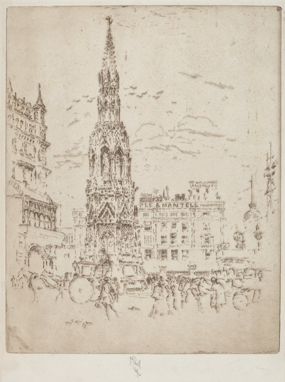 Elinor Cross, Charing Cross Tren İstasyonu Önünde by Joseph Pennell