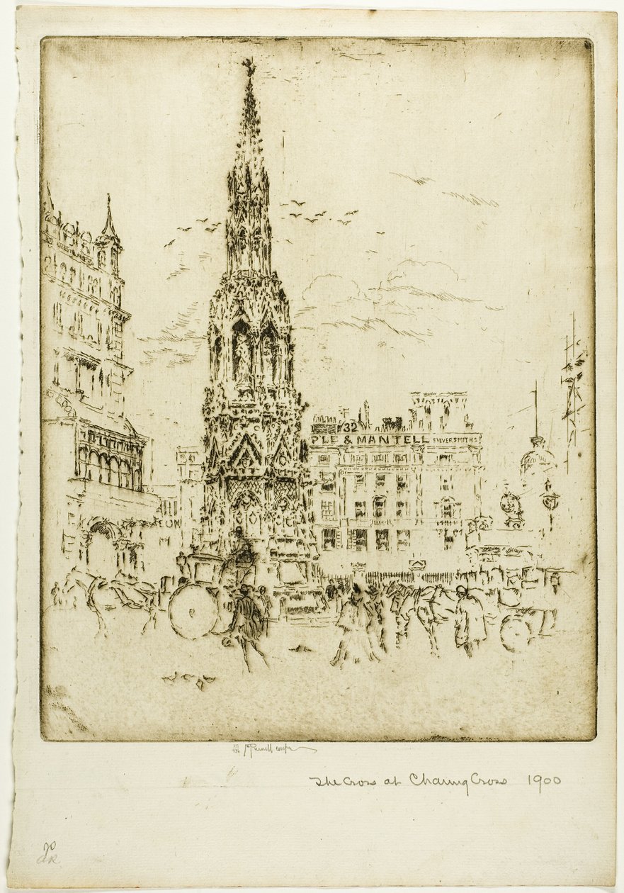 Elinor Cross, Charing Cross Tren İstasyonu Önünde by Joseph Pennell