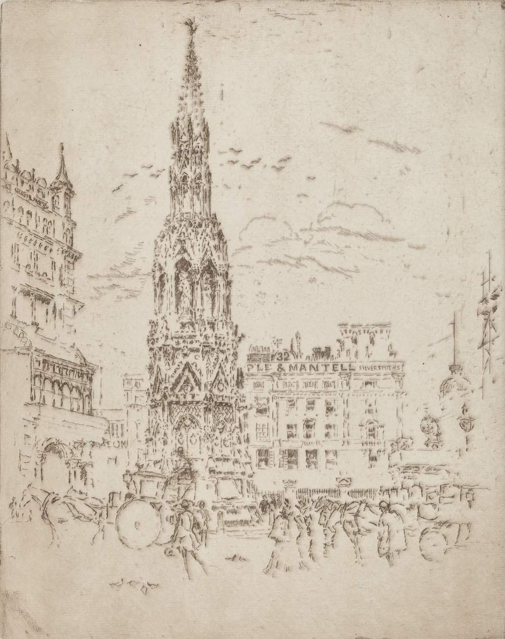 Elinor Cross, Charing Cross Tren İstasyonu Önü, 1906. by Joseph Pennell