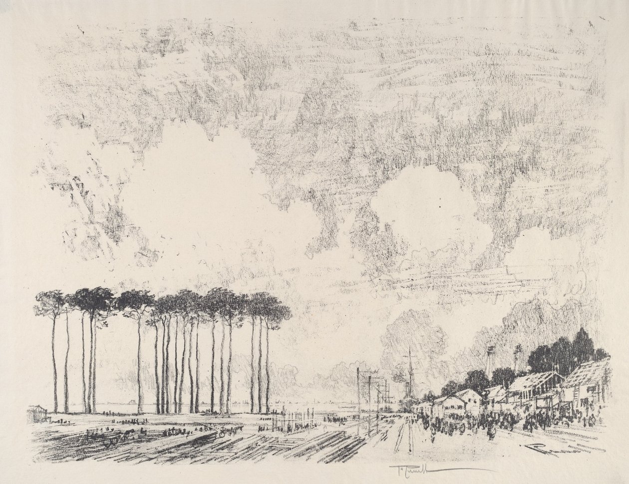 Biniş Kampı, Klasik Koru, 1917. by Joseph Pennell