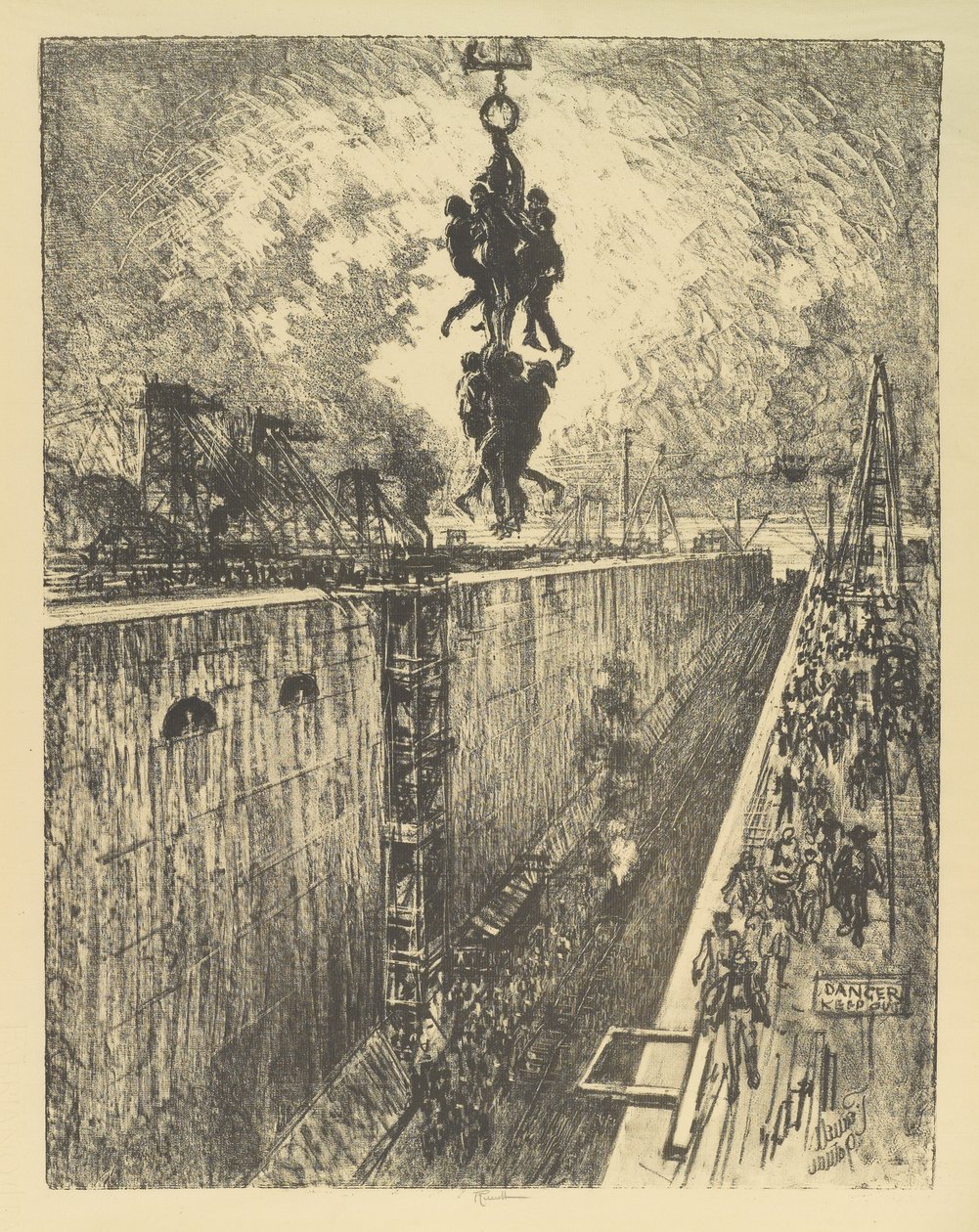 Günün Sonu, Gatun Kilidi, 1912 by Joseph Pennell