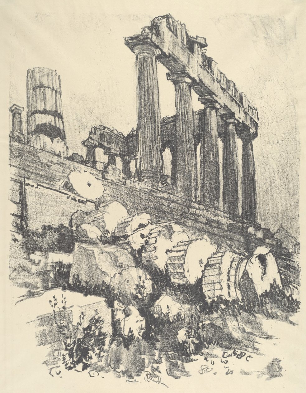 Düşmüş Sütun, Atina by Joseph Pennell