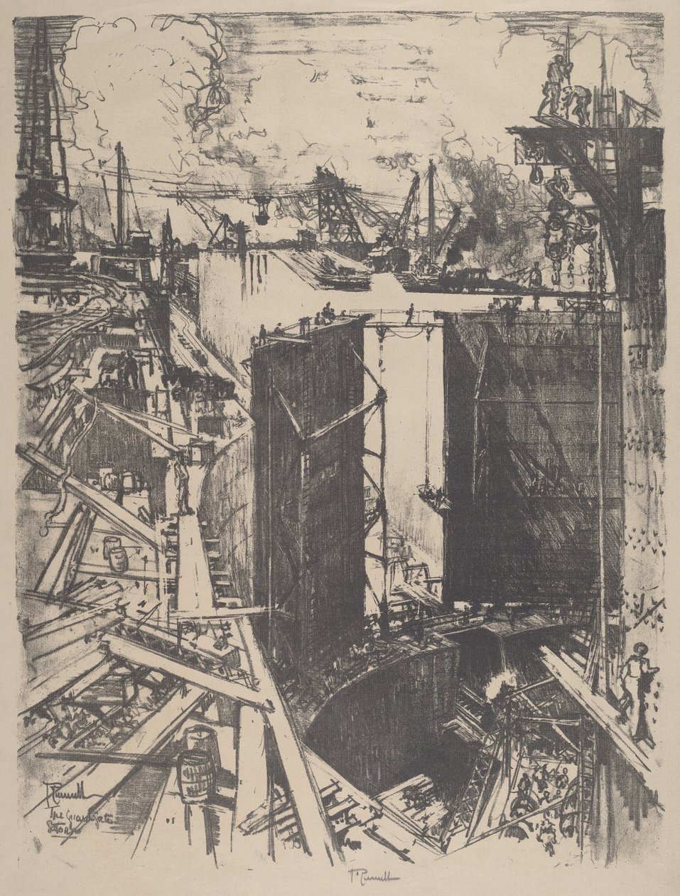 Muhafız Kapısı, Gatun Kilidi, 1912. by Joseph Pennell