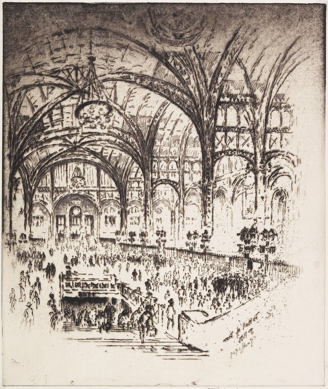 Demir Salonu, Pennsylvania İstasyonu, New York, 1919 by Joseph Pennell